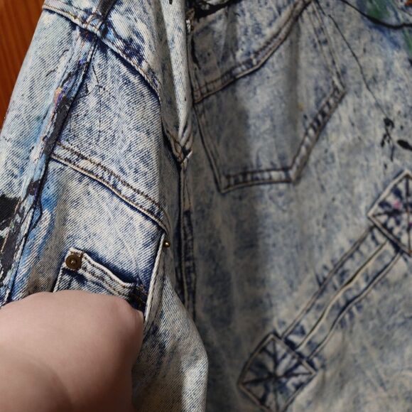 Giorgio Morandi Vintage 80s Denim Doleman Pant Leg Jean Jacket LG - Picture 10 of 16